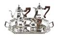 An Italian Silver FourPiece Tea and Coffee Set and Matching Tray Buccellati 20th Century