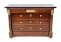 An Empire Style Mahogany Ormolu Mounted and Marble Top Commode