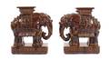 A Pair of Asian Export Glazed Ceramic ElephantForm Garden Seats