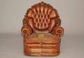 487 Wooden Carved Buttonback Leather Armchair