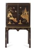 A Baker Collectors Edition ChineseStyle Japanned Cabinet on Stand