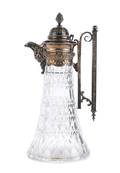 An Electroplate and Colorless Cut Glass Ewer