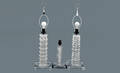 380 3 Lucite Lamps