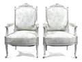 A Pair of Louis XV Style Whitepainted Fauteuils a la Reine