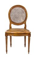 A Louis XVI Style Fruitwood and Rattan Side Chair