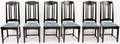 Set of Six Black Lacquered Dining Chairs