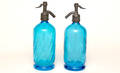 548 Antique Pair French Blue Seltzer Bottles