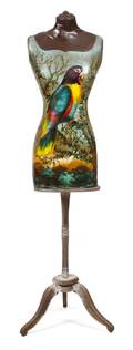 A Decorative Painted Victorian Style Dress Form on Stand