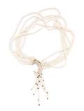 A 14 Karat Yellow Gold Sterling Silver Diamond and Freshwater Pearl  Noncturne NecklaceBrooch Erte