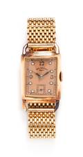 A Retro 14 Karat Rose Gold Wristwatch Paul Ditisheim