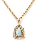 A Yellow Gold Opal and Diamond Pendant Necklace