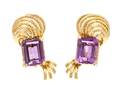 A Pair of 18 Karat Yellow Gold and Amethyst Earrings
