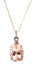 A 14 Karat Rose Gold Morganite and Diamond Pendant