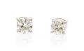 A Pair of 14 Karat White Gold and Diamond Stud Earrings