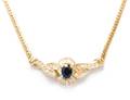 A 14 Karat Yellow Gold Sapphire and Diamond Necklace
