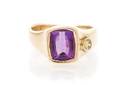 A 14 Karat Yellow Gold Amethyst and Diamond Ring