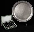 542 Sterling Round Tray w 6 Demi Spoons