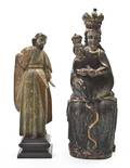A Continental Carved and Polychrome Decorated Ecclesiastical Group