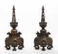A Pair of Neoclassical Bronze Andirons