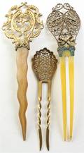 Three GiltMetal Hair Pins Late 19thEarly 20th Century