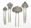 Four Silver Hair Pins Probably American Late 19th Century