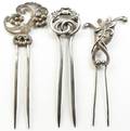 Three Silver Hair Pins Probably American Early 20th Century