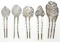 Five Silver Hair Pins Probably American Late 19thEarly 20th Century