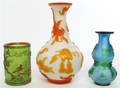 A Group of Three Peking Glass Overlay Vessels