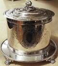 A SheffieldPlate Biscuit Barrel on Stand Mappin  Webb Sheffield Early 20th Century