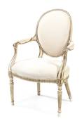 An Italian Painted and Parcel Gilt Open Armchair