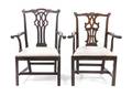 Two Chippendale Style Mahogany Open Armchairs