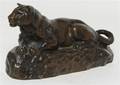A Cast Bronze Mountain Lion after AntoineLouis Barye