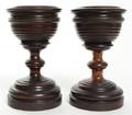 A Pair of Turned Hardwood Urns