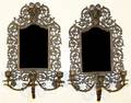 A Pair of Gilt Metal ThreeLight Wall Sconces