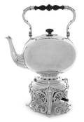A Massive German Silver Kettle on Lampstand Koch  Bergfeld Bremen Circa 1900