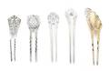 Five Silver Hair Pins Probably American Late 19thEarly 20th Century