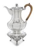 A George IV Silver Coffee Pot on Lampstand Benjamin Smith II London 1826