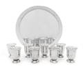 A Set of Eight American Silver Beakers and Matching Tray The Randahl Shop Chicago IL Mid20th Century