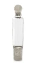 A French Silver Mounted Glass Scent Flask Makers Mark BP a Device Above Paris Early 20th Century