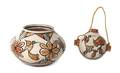 Two Santo Domingo Polychrome Pottery Jars Rose Pocheco