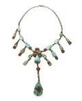 A Silver Turquoise and Coral Necklace
