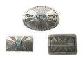Three Southwestern Silver and Turquoise Belt Buckles