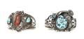 Two Zuni Style Silver Turquoise and Coral Bracelets