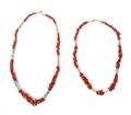 Two Coral and Silver Bead Necklaces