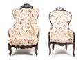 Two Victorian Upholstered Armchairs