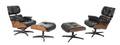 A Pair of American Lounge Chairs with Ottomans in the style of Charles and Ray Eames