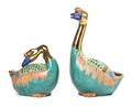 A Pair of Japanese Porcelain Models of Waterfowl