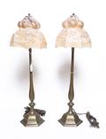 A Pair of Mottled Glass Table Lamps