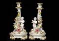 50 Pair of Capodimonte Cherub Candlesticks