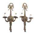 A Pair of Neoclassical Style Brass TwoLight Sconces